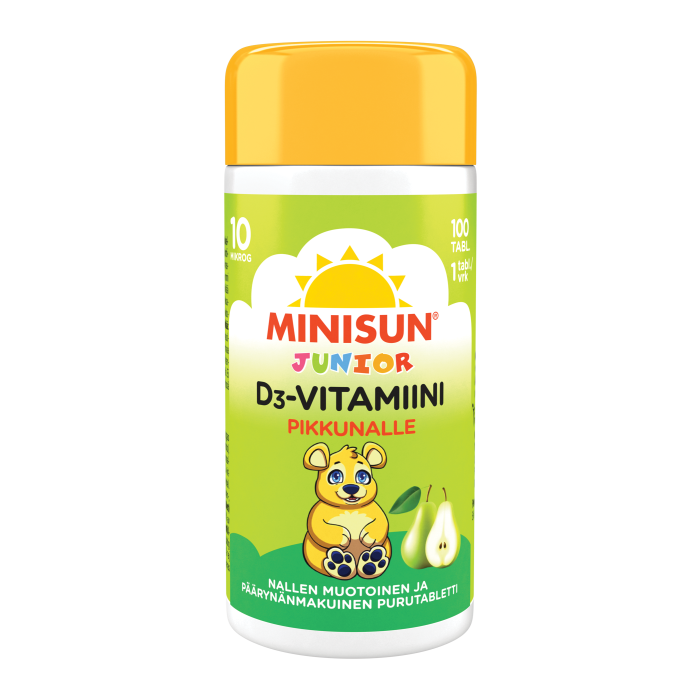 Minisun D-vitamiini Päärynä Nalle jr.10 mikrog 100 tabl kuva 3
