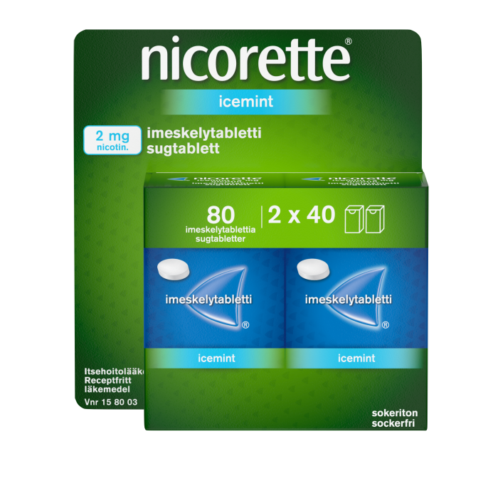 NICORETTE ICEMINT imeskelytabletti, puristettu 2 mg 2x40 80 kpl kuva 1