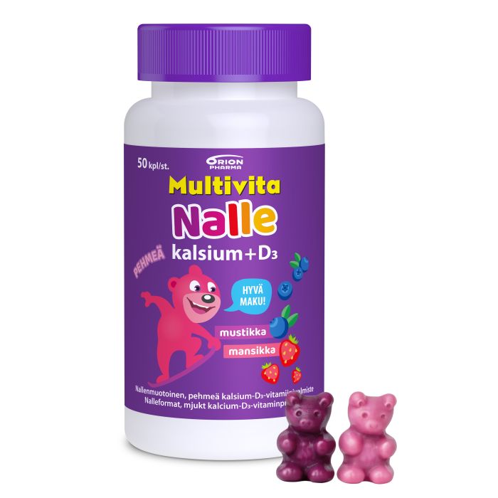 Multivita Nalle Kalsium + D3 100 mg/5 mikrog 50 tabl kuva 2