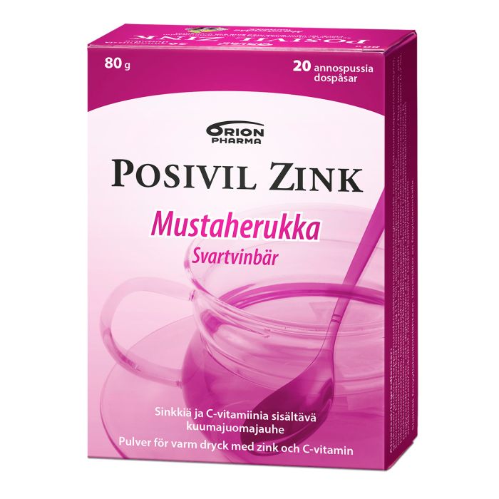 POSIVIL ZINK Mustaherukka kuumajuomajauhe 20 annospussia kuva 3