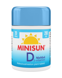 Minisun D-vitamiini Nieltävä 20 mikrog 200 tabl