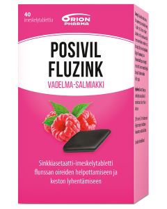 Posivil FluZink vadelma-salmiakki 40 imeskelytablettia