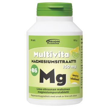 Multivita Magnesiumsitraatti +B6 lime-sitruuna 150 mg 90 purutabl