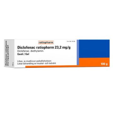 DICLOFENAC RATIOPHARM geeli 23,2 mg/g 100 g