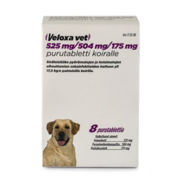 VELOXA VET purutabletti 525 mg / 504 mg / 175 mg 8 fol