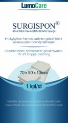 Lumocare Surgispon imukykyinen hemostaattinen gelatiinisieni 70x50x10mm 1 kpl